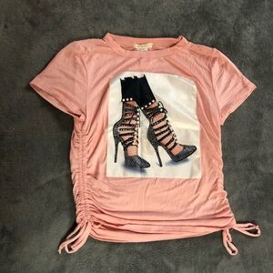 Lysse Pink Tee with Graphic Boot Design